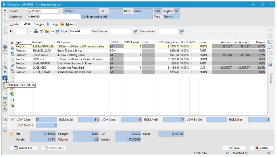 Standing Documents and Delete Nil Lines