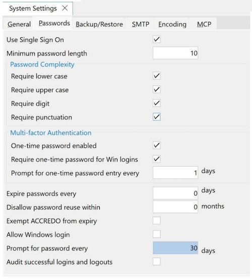 System settings